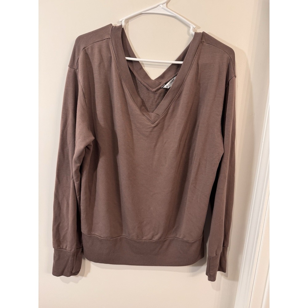 Athleta Mauve Brown V-Neck Pullover Sweatshirt